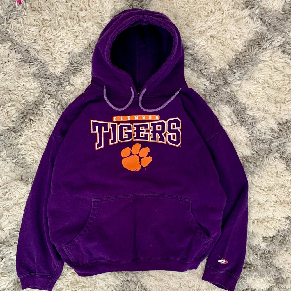 VTG Clemson Tigers Pro Player Tag Hoodie Women's 2XL Men's Large Purple Pullover